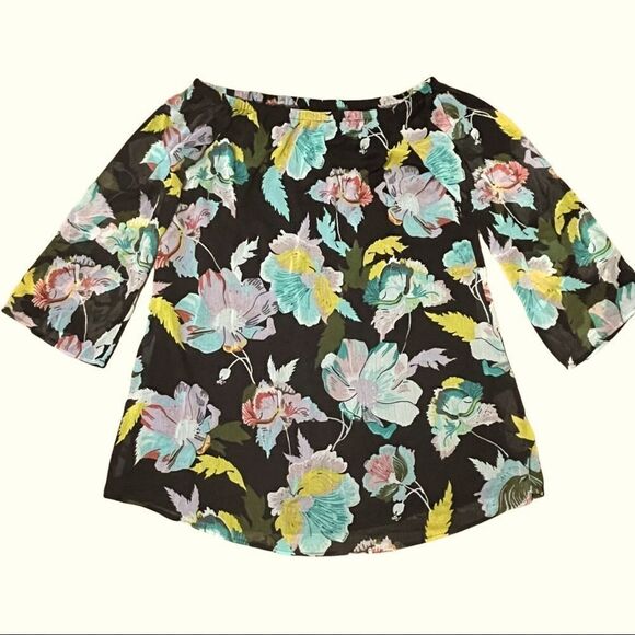Love Fire Off Shoulder Floral Print Top Sz Large - Picture 1 of 11